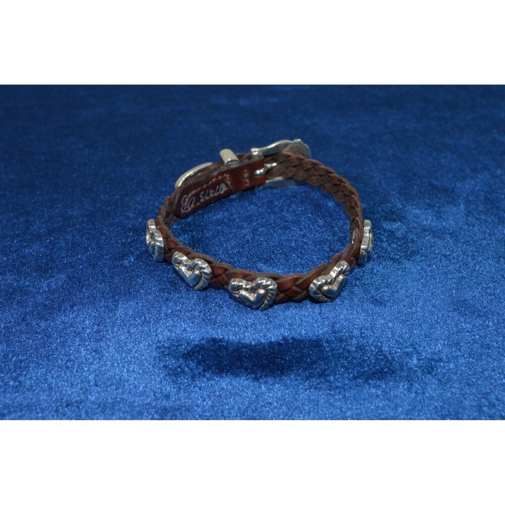 Brighton Brown Rope Heart Braid Bandit Bracelet Leather Silver Tone Western Boho